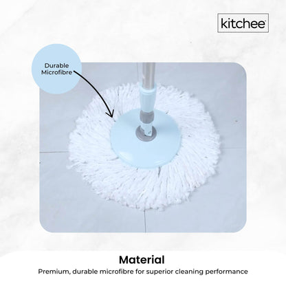 Kitchee Spin Mop & Bucket Set – Microfibre Pad, Telescopic Handle, 10L Capacity - Image 5