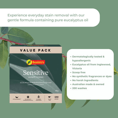 Bosisto's 6Kg Senstive Laundry Powder Refill - Eco Eucalyptus Washing Detergent - Image 3