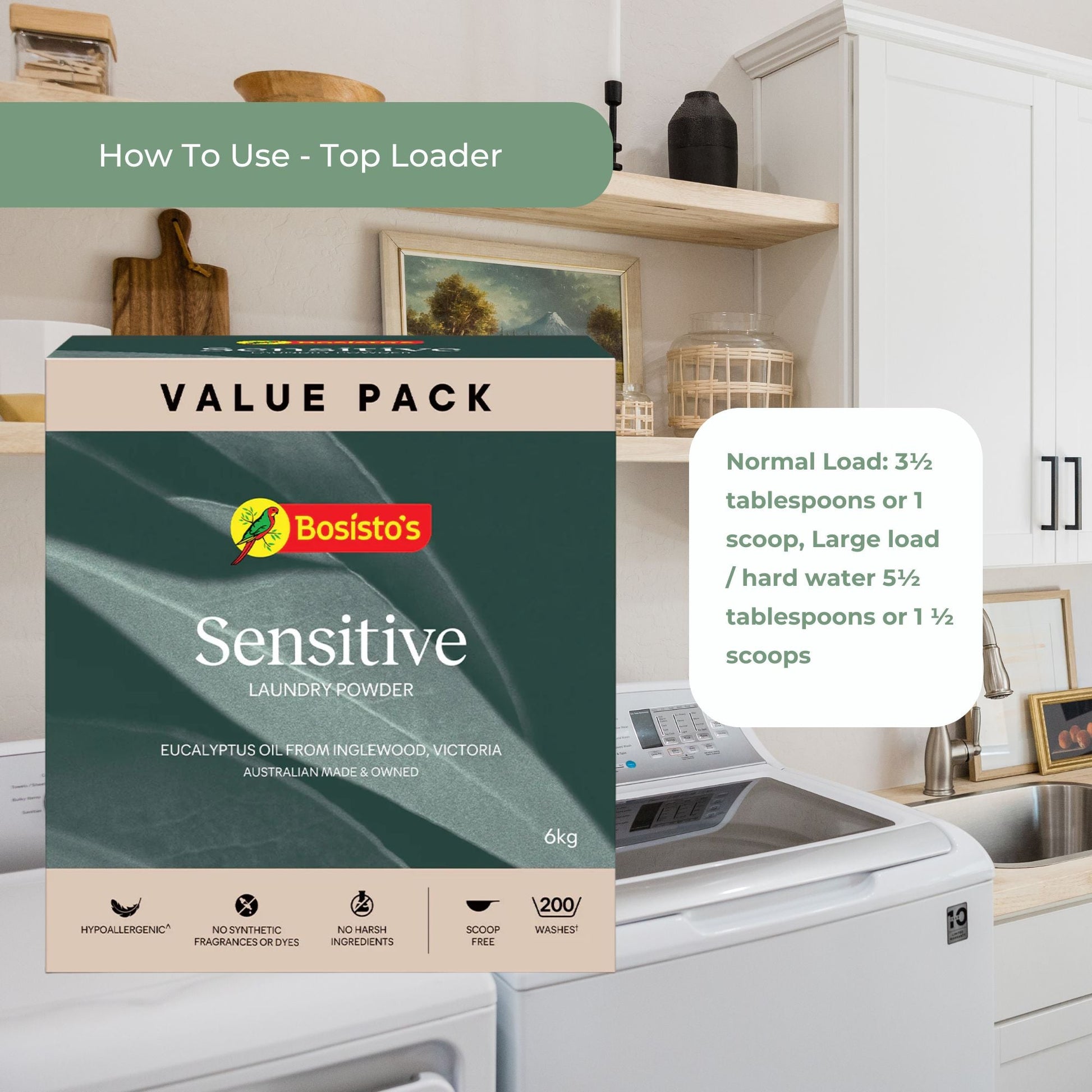 Bosisto's 6Kg Senstive Laundry Powder Refill - Eco Eucalyptus Washing Detergent - Image 6