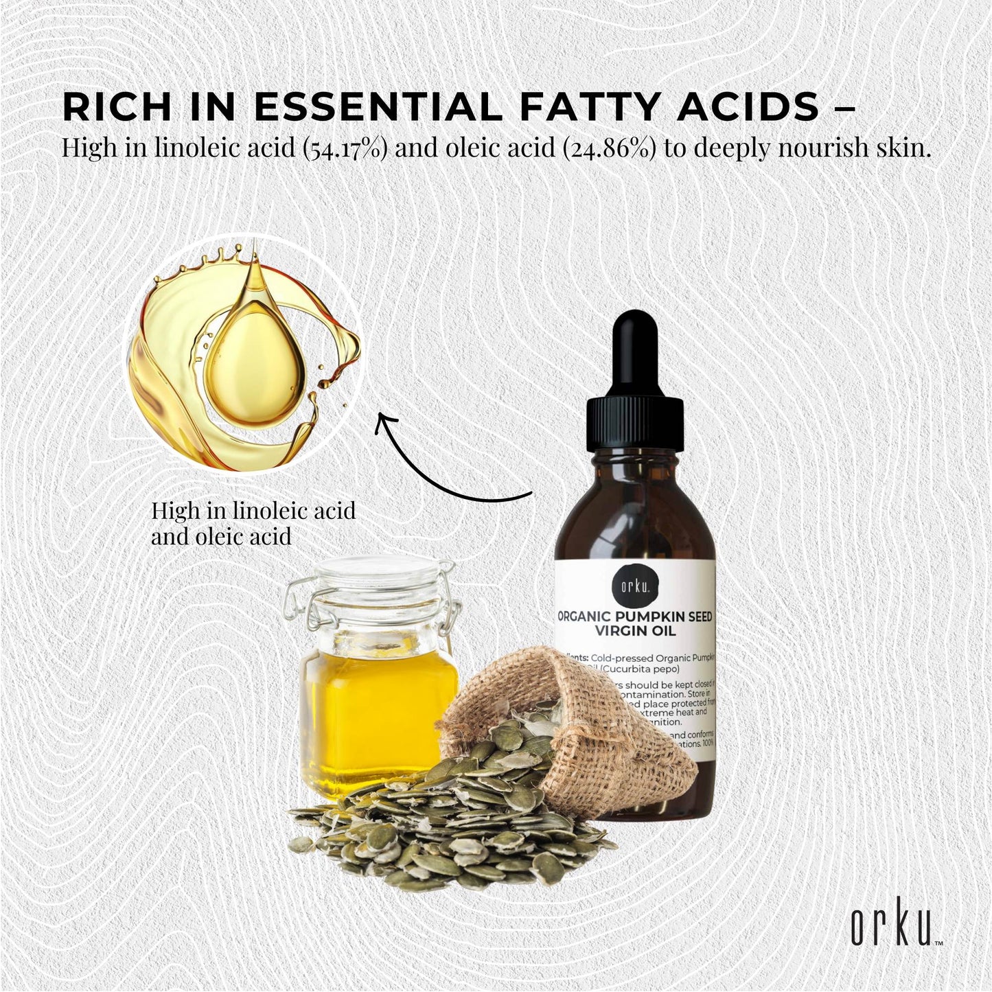 Orku 25ml Organic Pumpkin Seed Oil – Virgin Cold Pressed Unrefined Cosmetic Gr. - Image 4