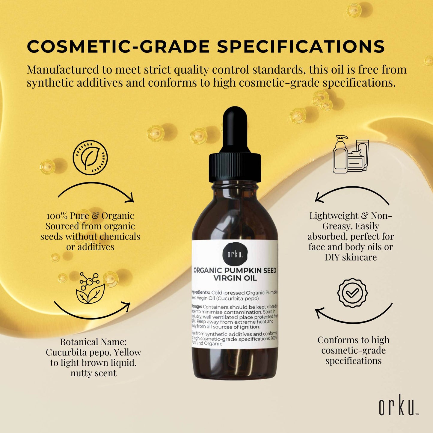 Orku 25ml Organic Pumpkin Seed Oil – Virgin Cold Pressed Unrefined Cosmetic Gr. - Image 5
