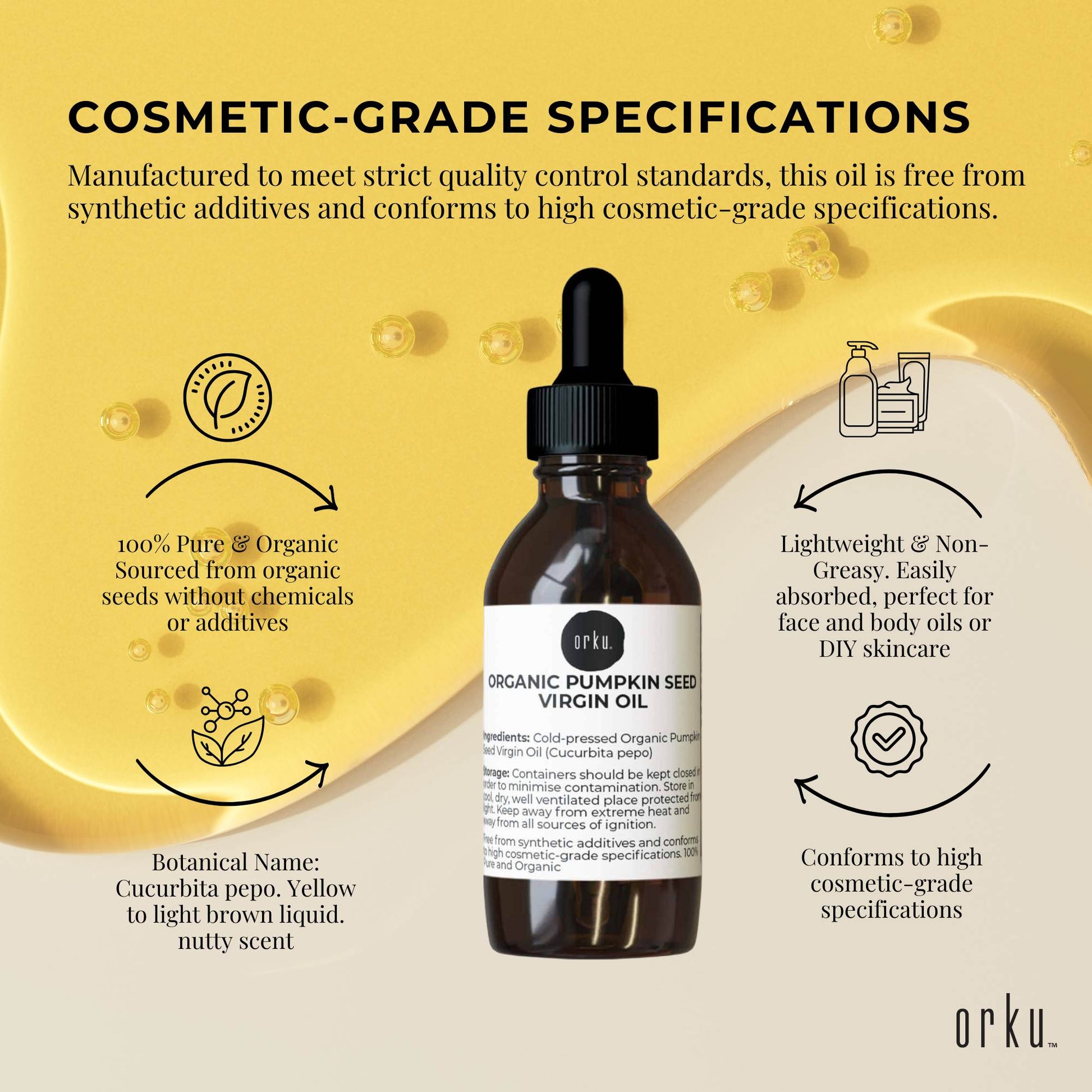 Orku 25ml Organic Pumpkin Seed Oil – Virgin Cold Pressed Unrefined Cosmetic Gr. - Image 5