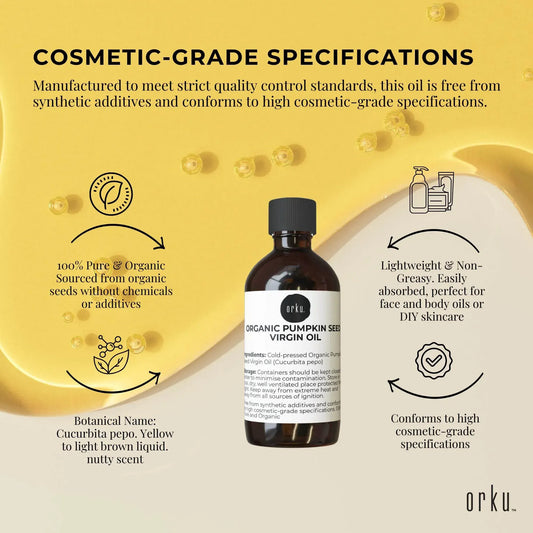 Orku 100ml Organic Pumpkin Seed Virgin Oil Cold Pressed Cosmetic Grade - Image 4