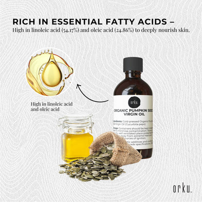 Orku 100ml Organic Pumpkin Seed Oil – Virgin Cold Pressed Unrefined Cosmetic Gr. - Image 5