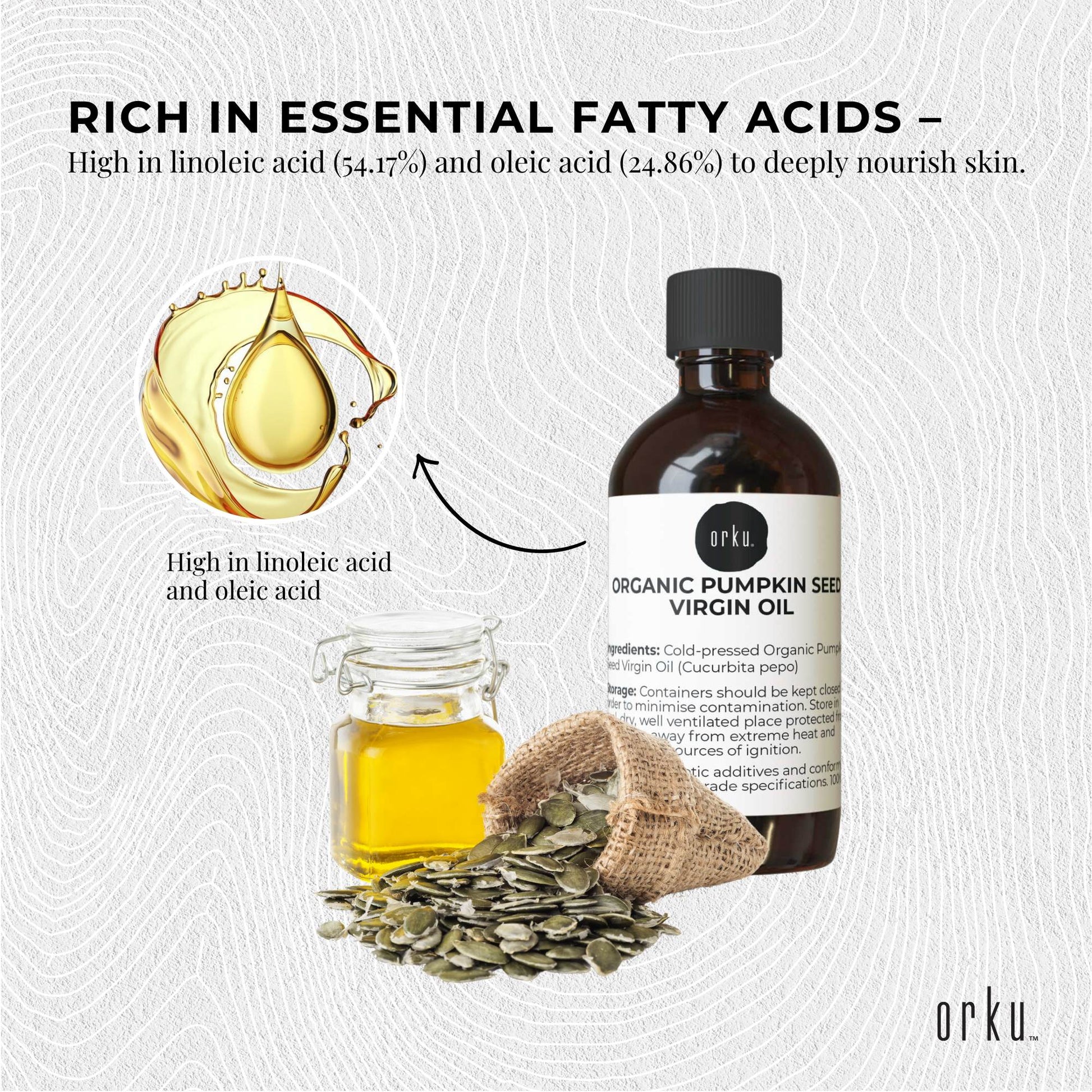 Orku 250ml Organic Pumpkin Seed Oil – Virgin Cold Pressed Unrefined Cosmetic Gr. - Image 4