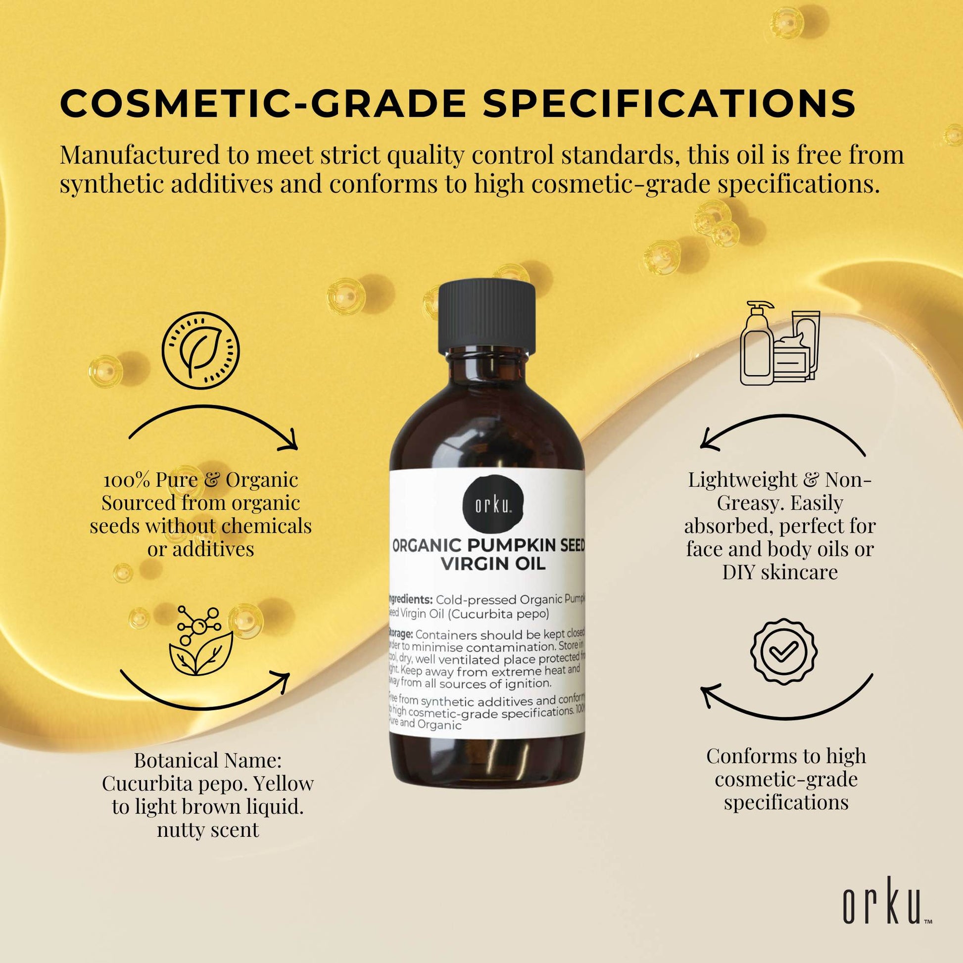 Orku 250ml Organic Pumpkin Seed Oil – Virgin Cold Pressed Unrefined Cosmetic Gr. - Image 5
