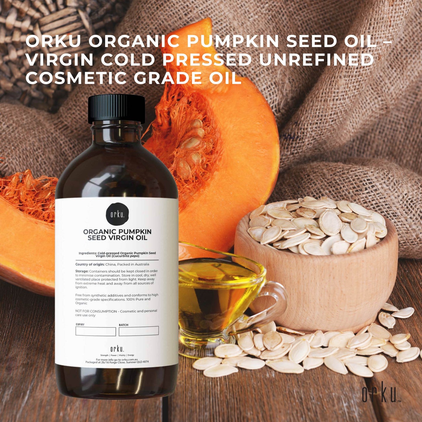Orku 500ml Organic Pumpkin Seed Oil – Virgin Cold Pressed Unrefined Cosmetic Gr. - Image 2