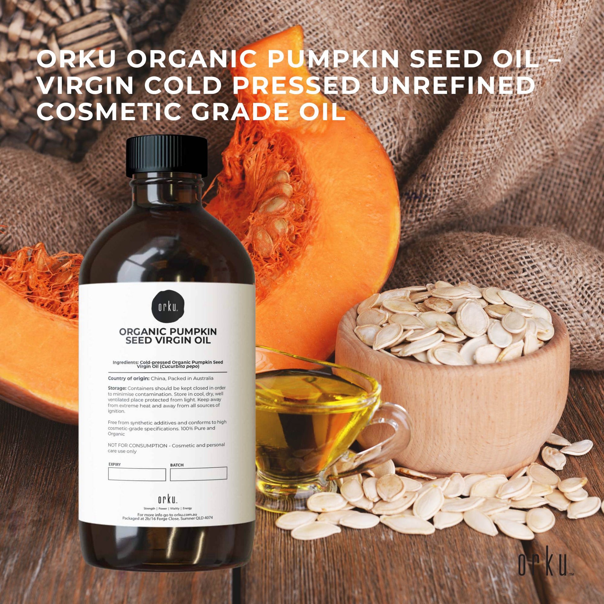 Orku 500ml Organic Pumpkin Seed Oil – Virgin Cold Pressed Unrefined Cosmetic Gr. - Image 2