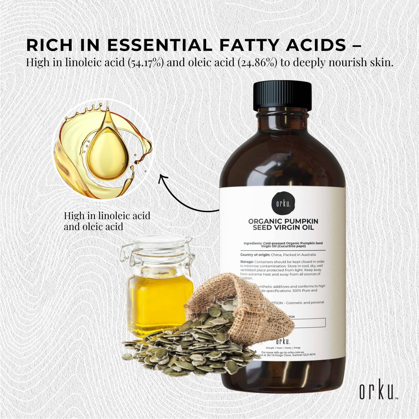 Orku 500ml Organic Pumpkin Seed Oil – Virgin Cold Pressed Unrefined Cosmetic Gr. - Image 4