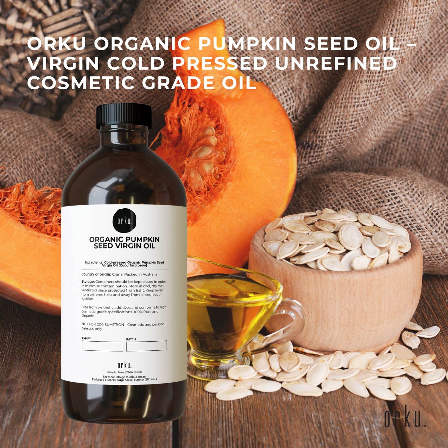 Orku 1L Organic Pumpkin Seed Oil – Virgin Cold Pressed Unrefined Cosmetic Gr. - Image 2