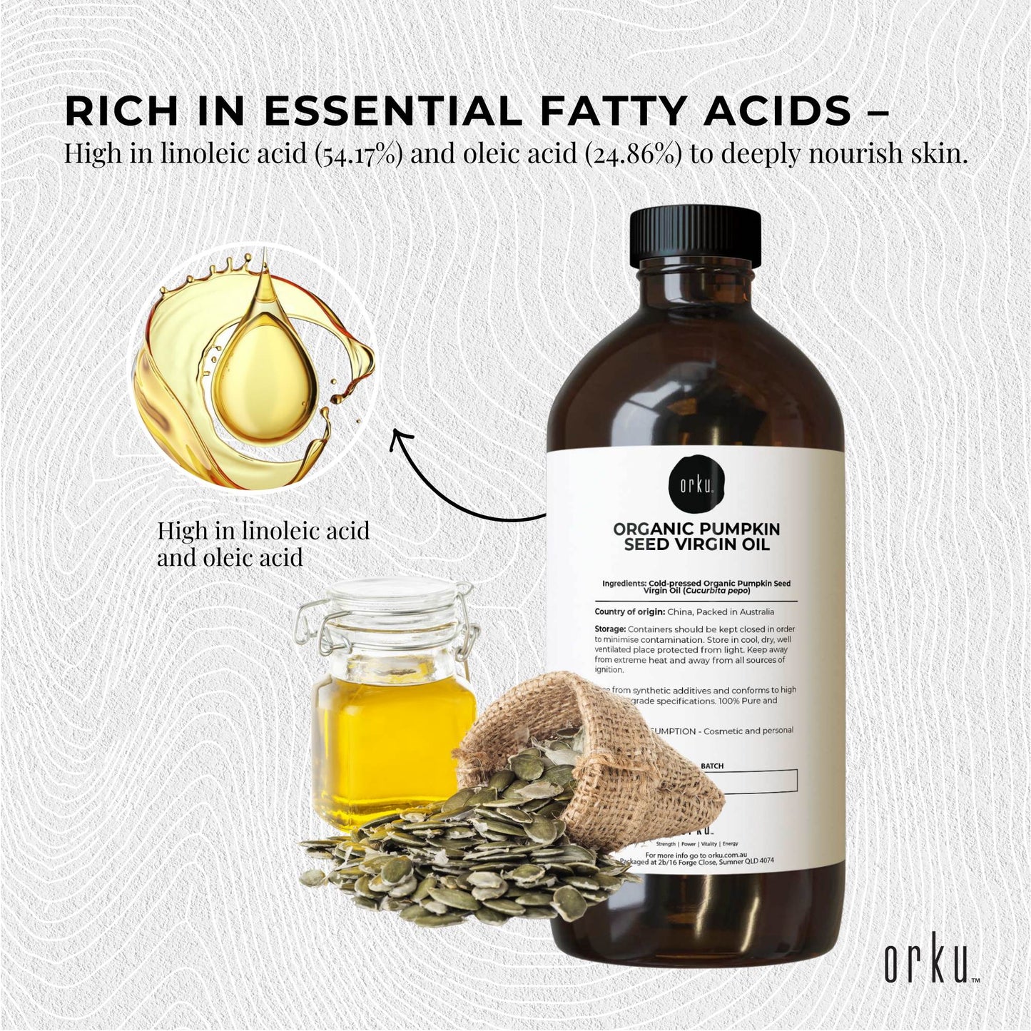 Orku 1L Organic Pumpkin Seed Oil – Virgin Cold Pressed Unrefined Cosmetic Gr. - Image 4