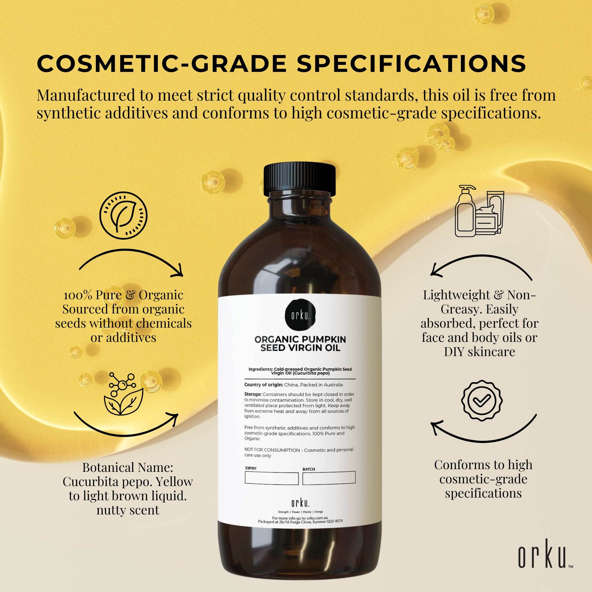 Orku 1L Organic Pumpkin Seed Oil – Virgin Cold Pressed Unrefined Cosmetic Gr. - Image 5