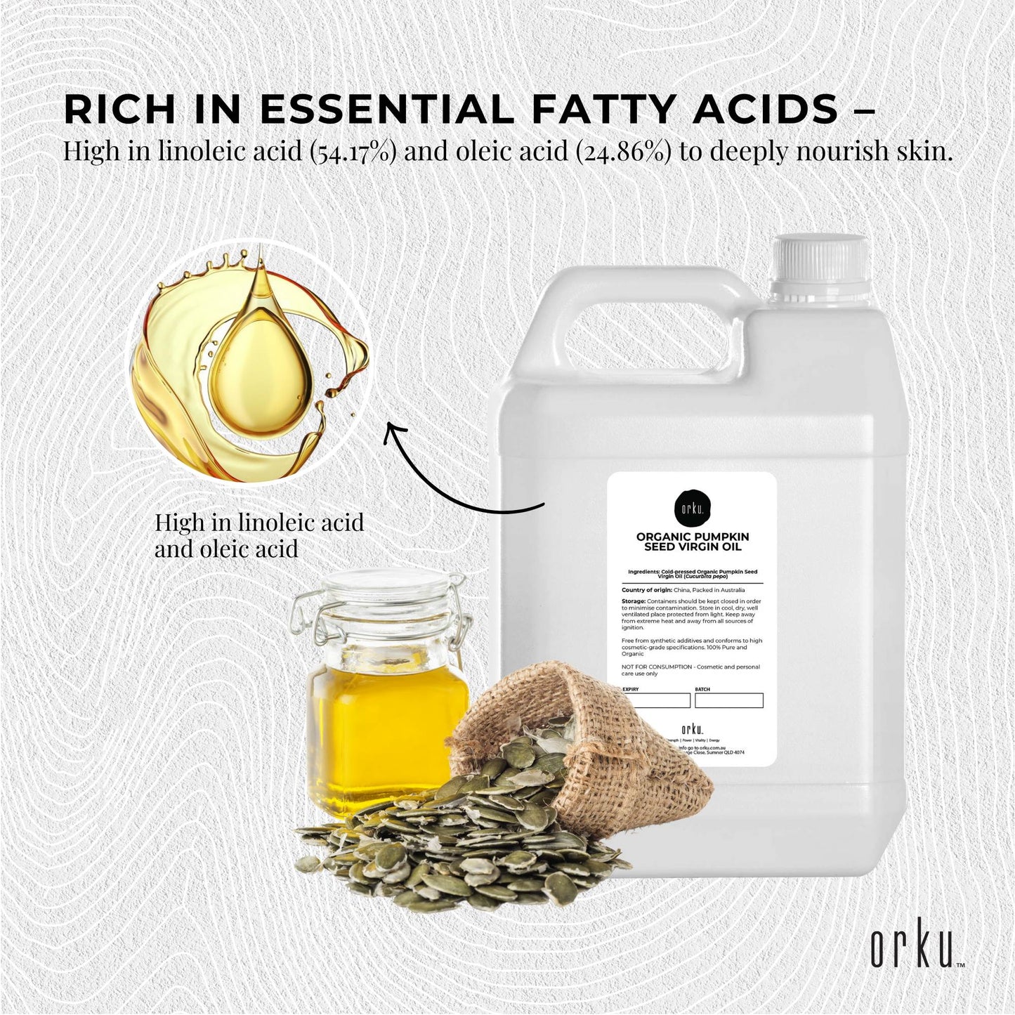 Orku 5L Organic Pumpkin Seed Oil – Virgin Cold Pressed Unrefined Cosmetic Gr. - Image 5