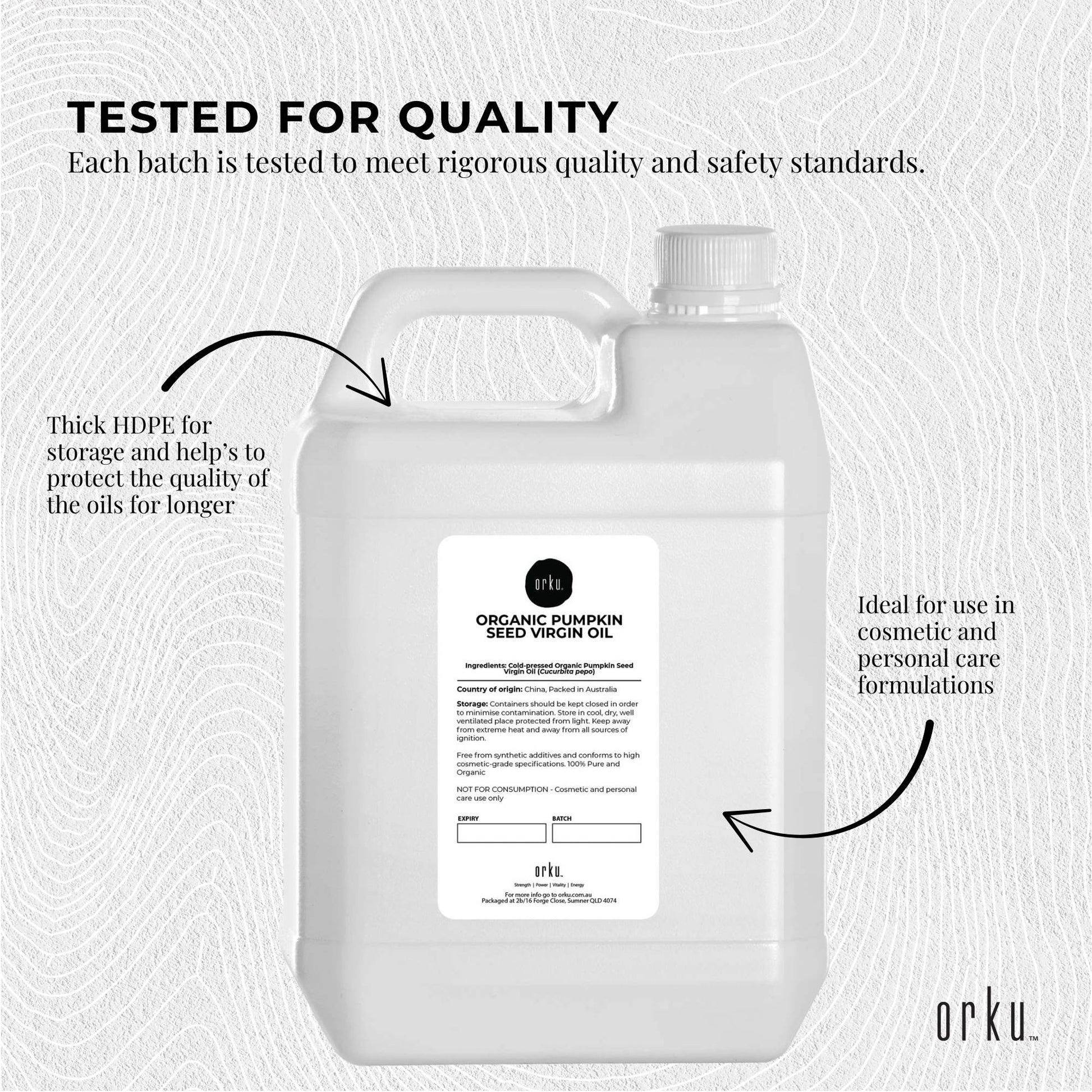 Orku 5L Organic Pumpkin Seed Oil – Virgin Cold Pressed Unrefined Cosmetic Gr. - Image 7