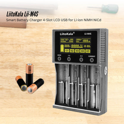 LiitoKala Lii-M4S Battery Charger LCD 4-Slot USB Li-ion NiMH Test Discharge Mode - Image 2