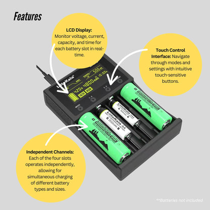 LiitoKala Lii-M4S Battery Charger LCD 4-Slot USB Li-ion NiMH Test Discharge Mode - Image 5