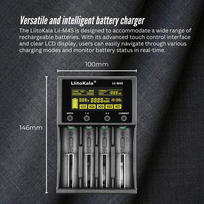 LiitoKala Lii-M4S Battery Charger LCD 4-Slot USB Li-ion NiMH Test Discharge Mode - Image 6