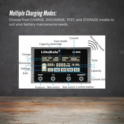 LiitoKala Lii-M4S Battery Charger LCD 4-Slot USB Li-ion NiMH Test Discharge Mode - Image 7