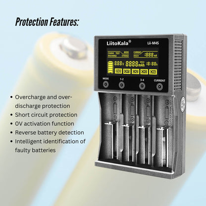 LiitoKala Lii-M4S Battery Charger LCD 4-Slot USB Li-ion NiMH Test Discharge Mode - Image 8