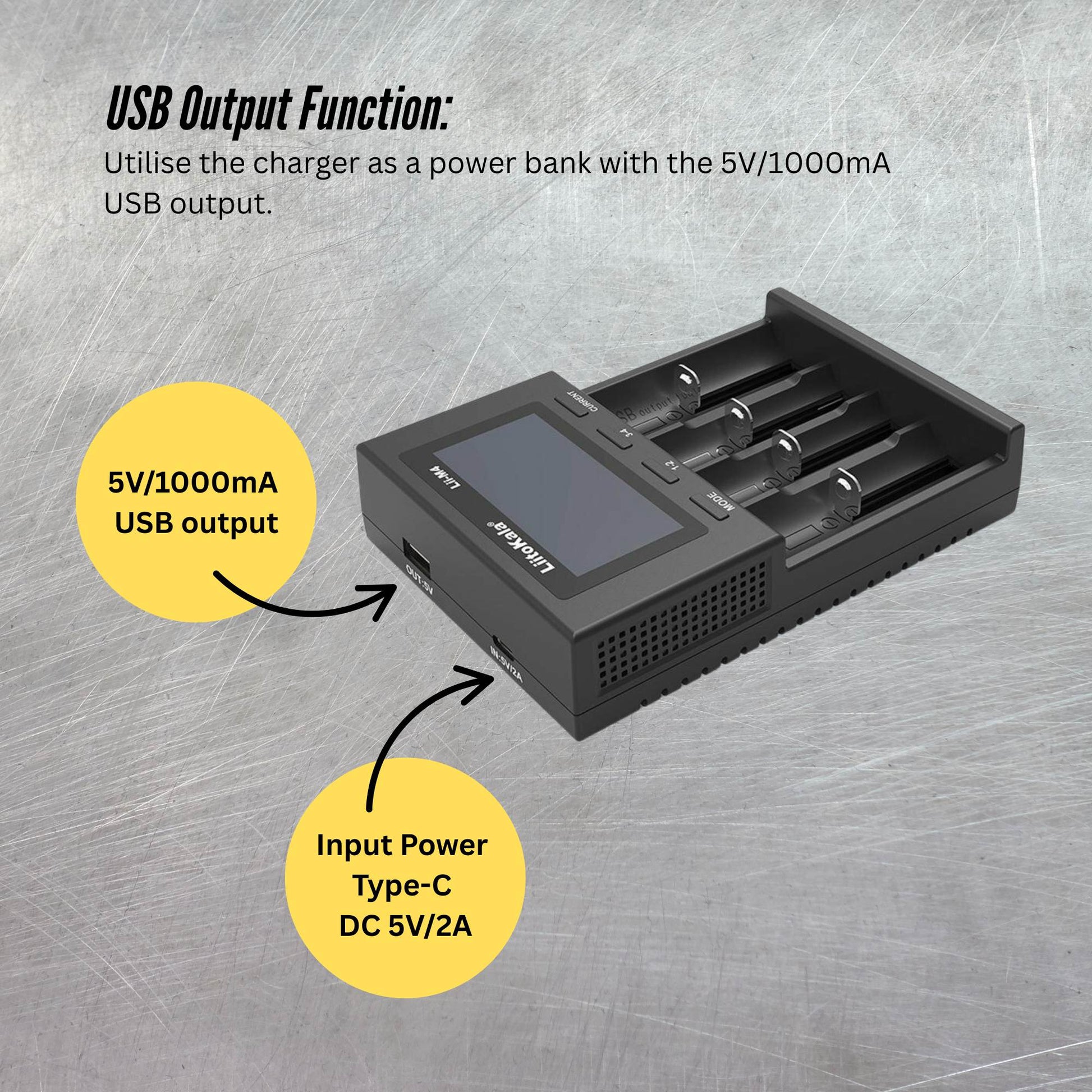 LiitoKala Lii-M4 Smart Battery Charger LCD - 4-Slot USB for 18650 AA AAA Li-ion - Image 6