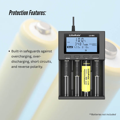 LiitoKala Lii-M4 Smart Battery Charger LCD - 4-Slot USB for 18650 AA AAA Li-ion - Image 8