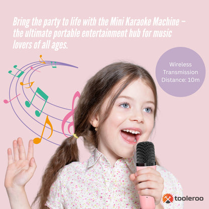Mini Karaoke Machine and 2x Wireless Microphones Portable Bluetooth Speaker Pink - Image 3