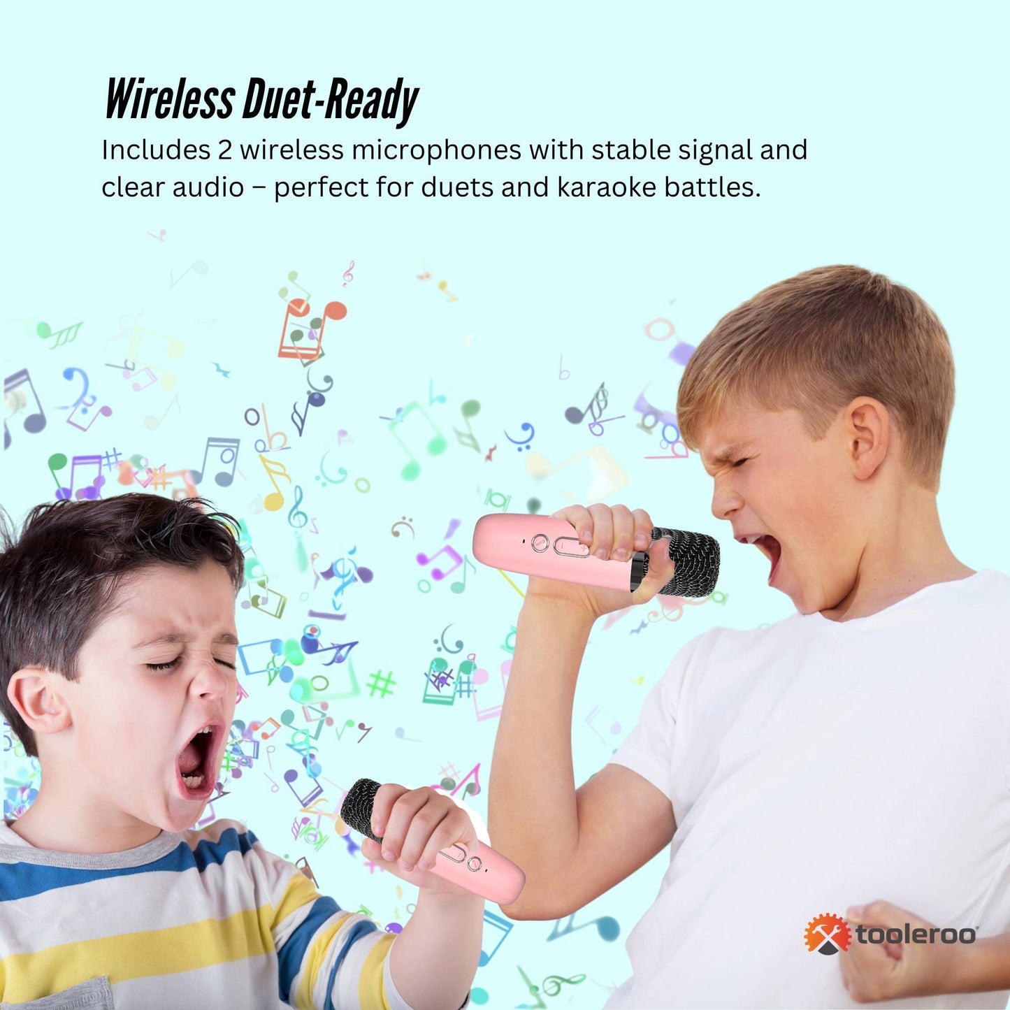 Mini Karaoke Machine and 2x Wireless Microphones Portable Bluetooth Speaker Pink - Image 8