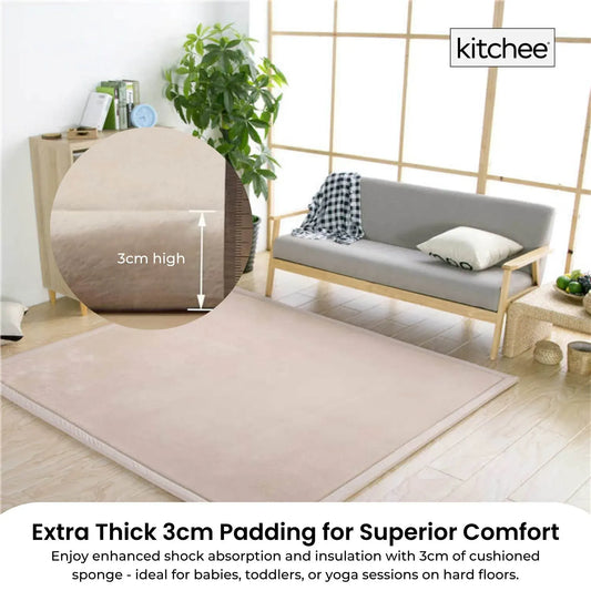 Kitchee Foam Floor Mat 200x200cm - Padded Thick Soft Tatami Style Rug Cream - Image 2