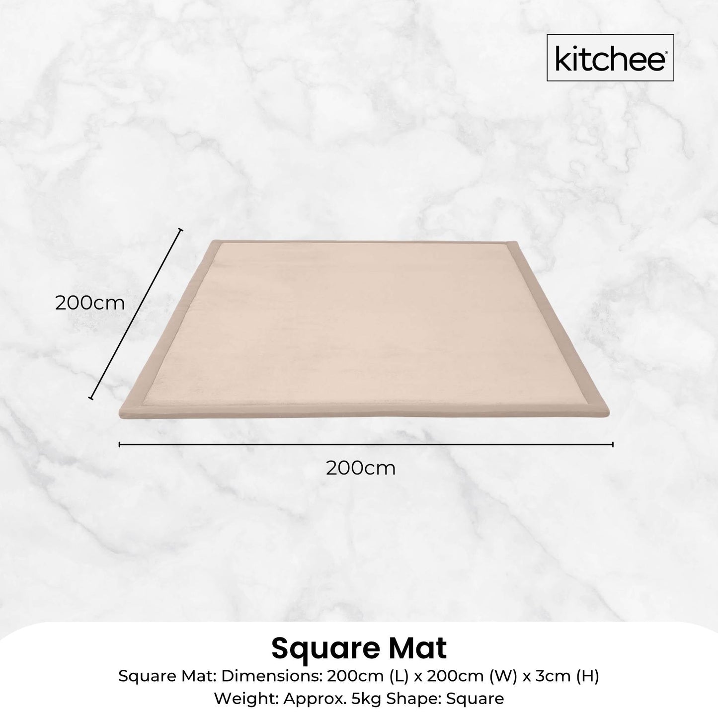 Kitchee Foam Floor Mat 200x200cm - Padded Thick Deep Soft Tatami Style Rug Cream - Image 6