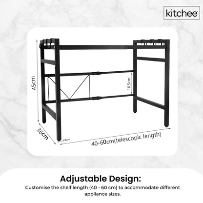 Kitchee Microwave Single Shelf - Expanding Storage Rack Kitchen Organiser Stand - Image 3