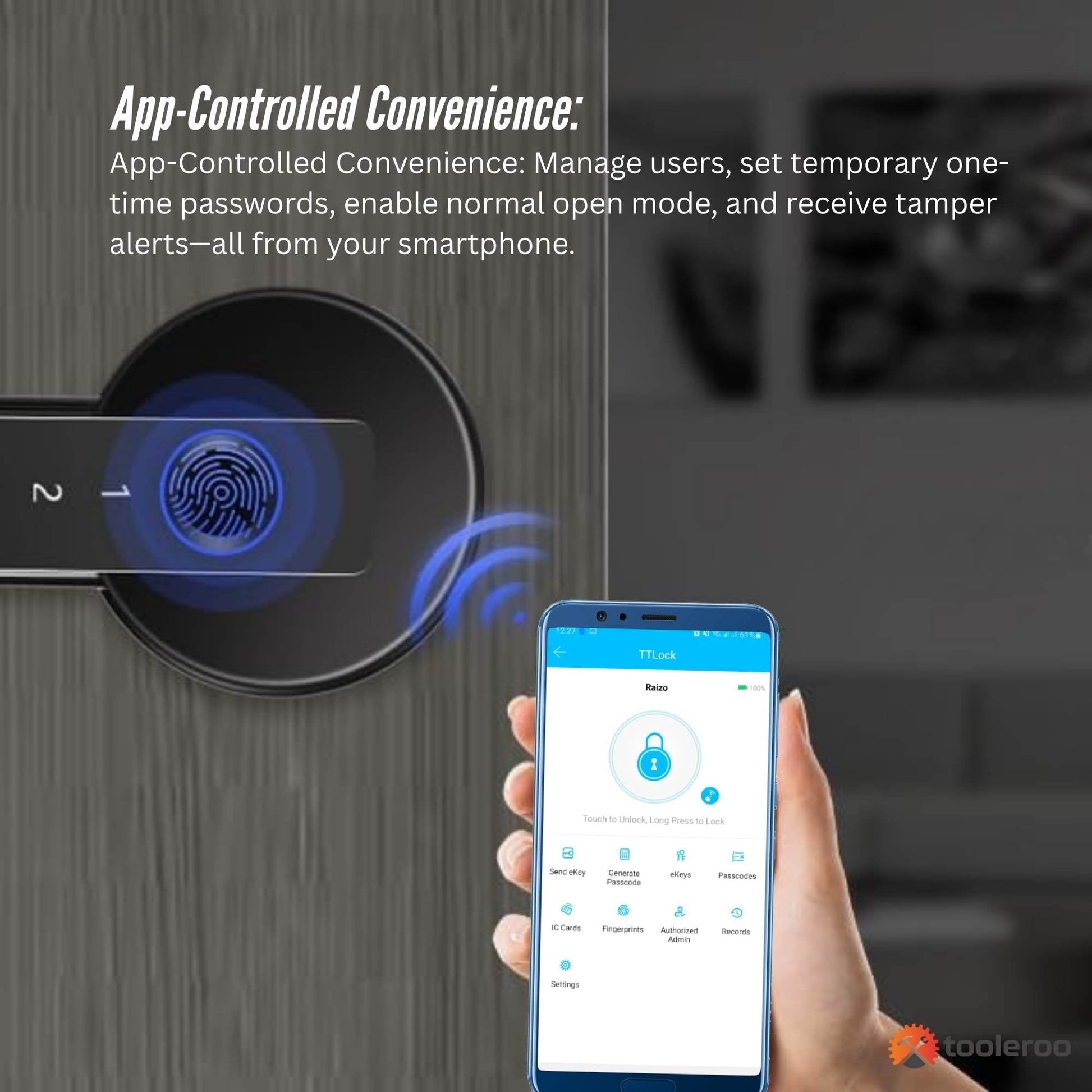 Tooleroo Digital Smart Door Lock Handle - 5in1 Keypad Home Entry Security System - Image 6
