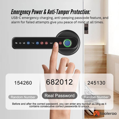 Tooleroo Digital Smart Door Lock Handle - 5in1 Keypad Home Entry Security System - Image 7