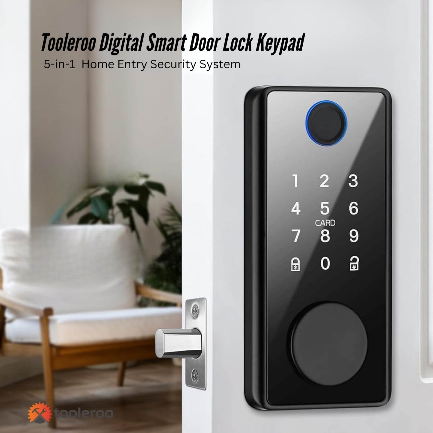 Tooleroo Digital Smart Door Lock Keypad - 5-in-1  Home Entry Security System - Image 2