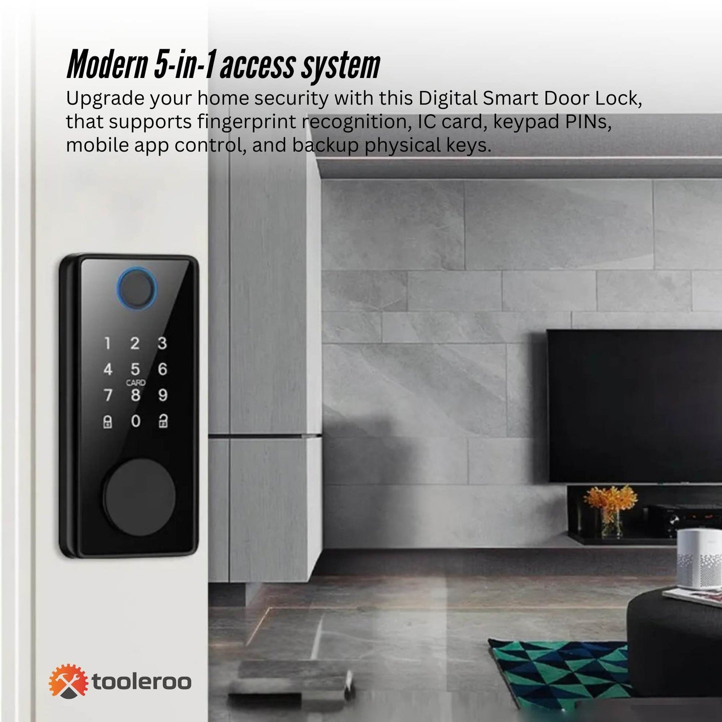 Tooleroo Digital Smart Door Lock Keypad - 5-in-1  Home Entry Security System - Image 3