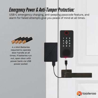 Tooleroo Digital Smart Door Lock Keypad - 5-in-1  Home Entry Security System - Image 8
