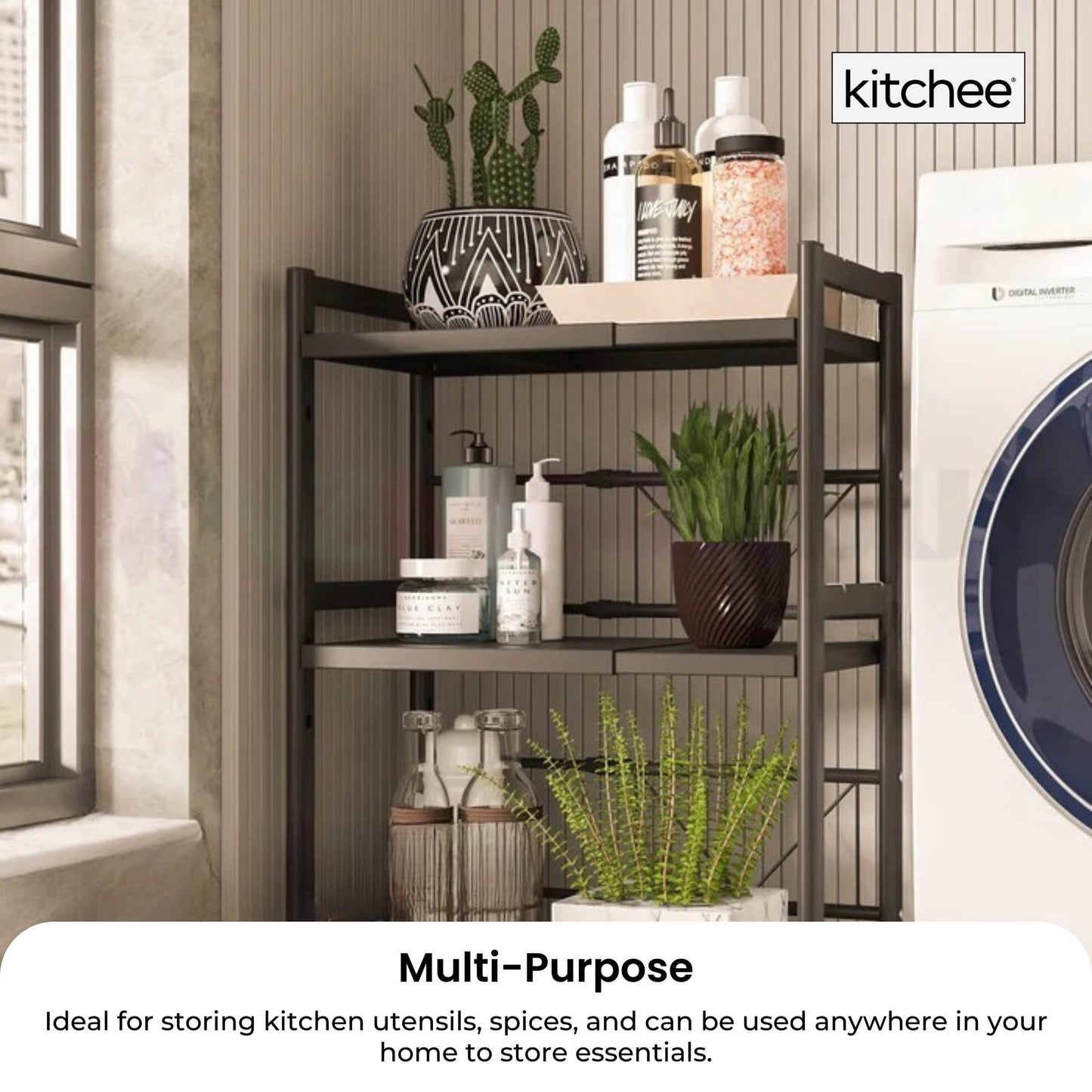 Kitchee Microwave Double Shelf - Expanding Storage Rack Kitchen Organiser Stand - Image 3