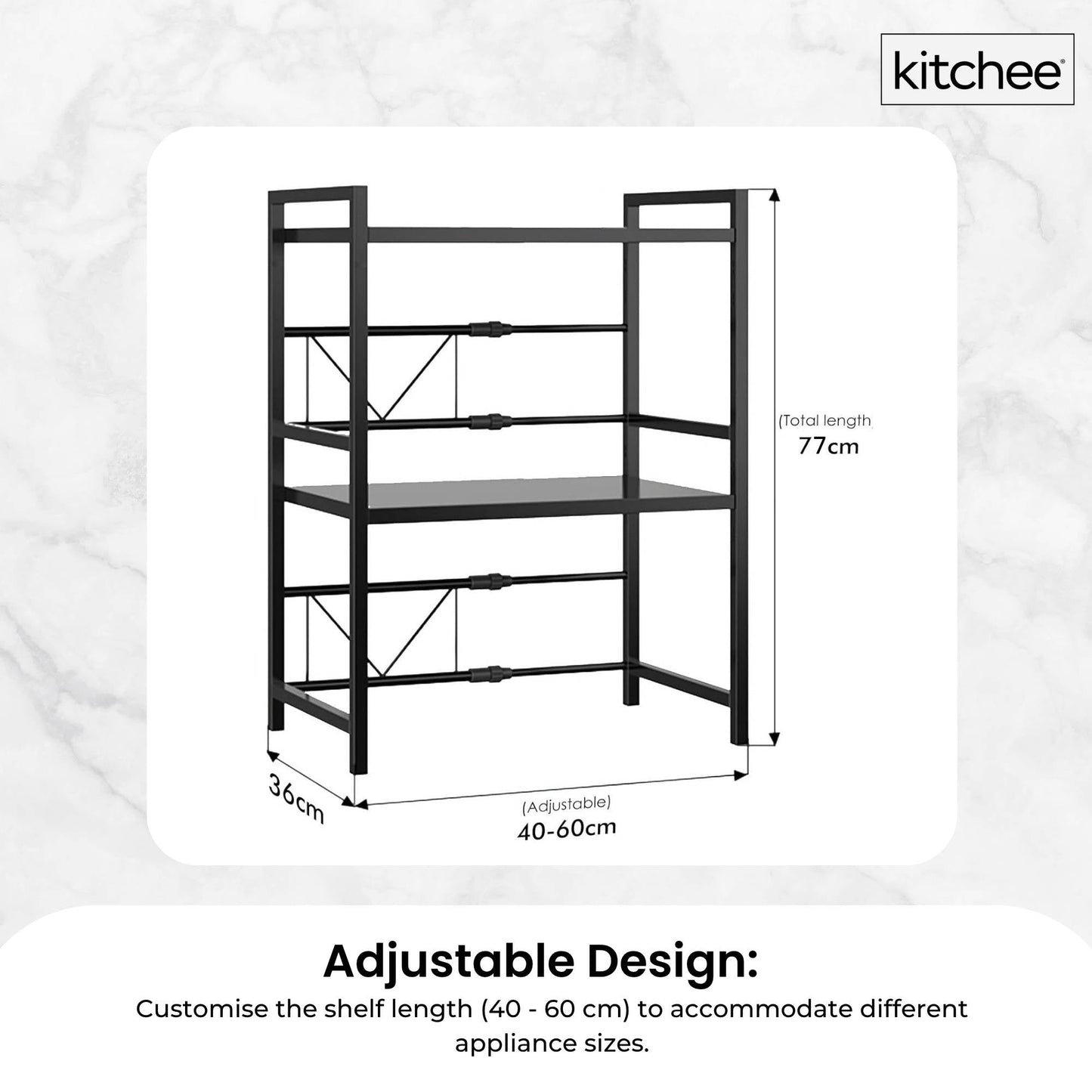 Kitchee Microwave Double Shelf - Expanding Storage Rack Kitchen Organiser Stand - Image 5
