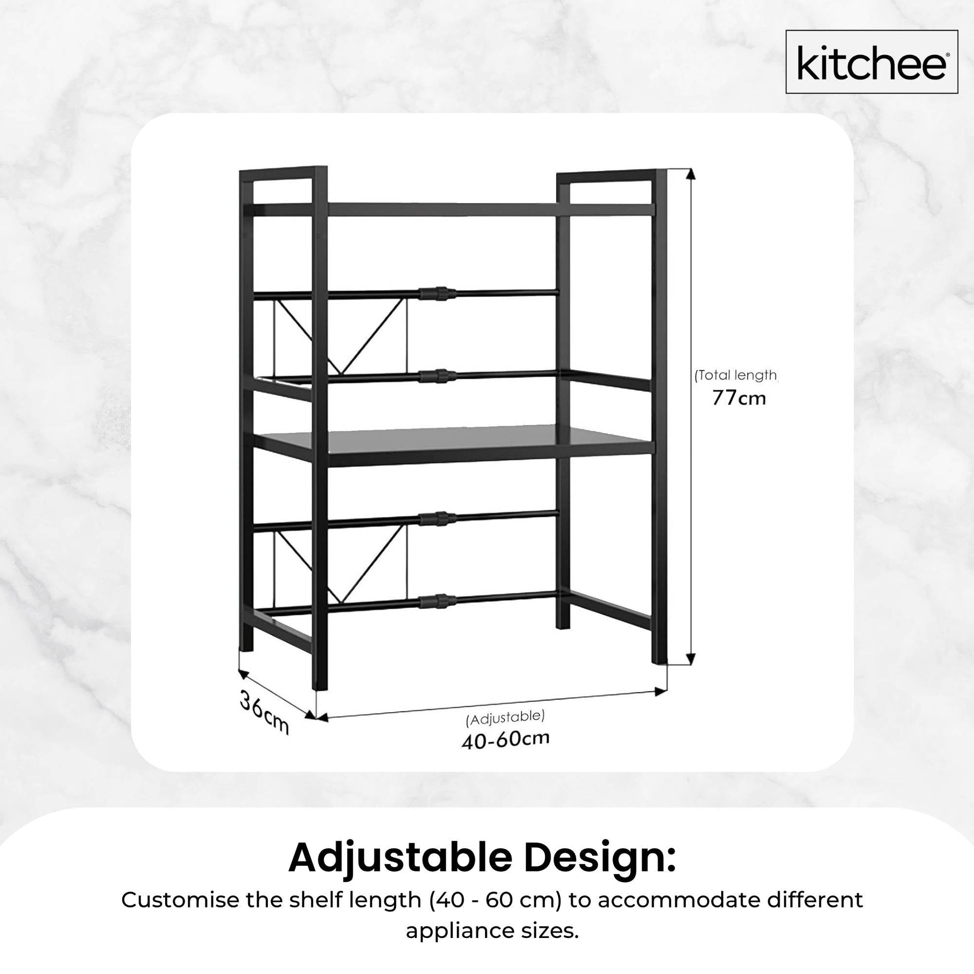 Kitchee Microwave Double Shelf - Expanding Storage Rack Kitchen Organiser Stand - Image 5