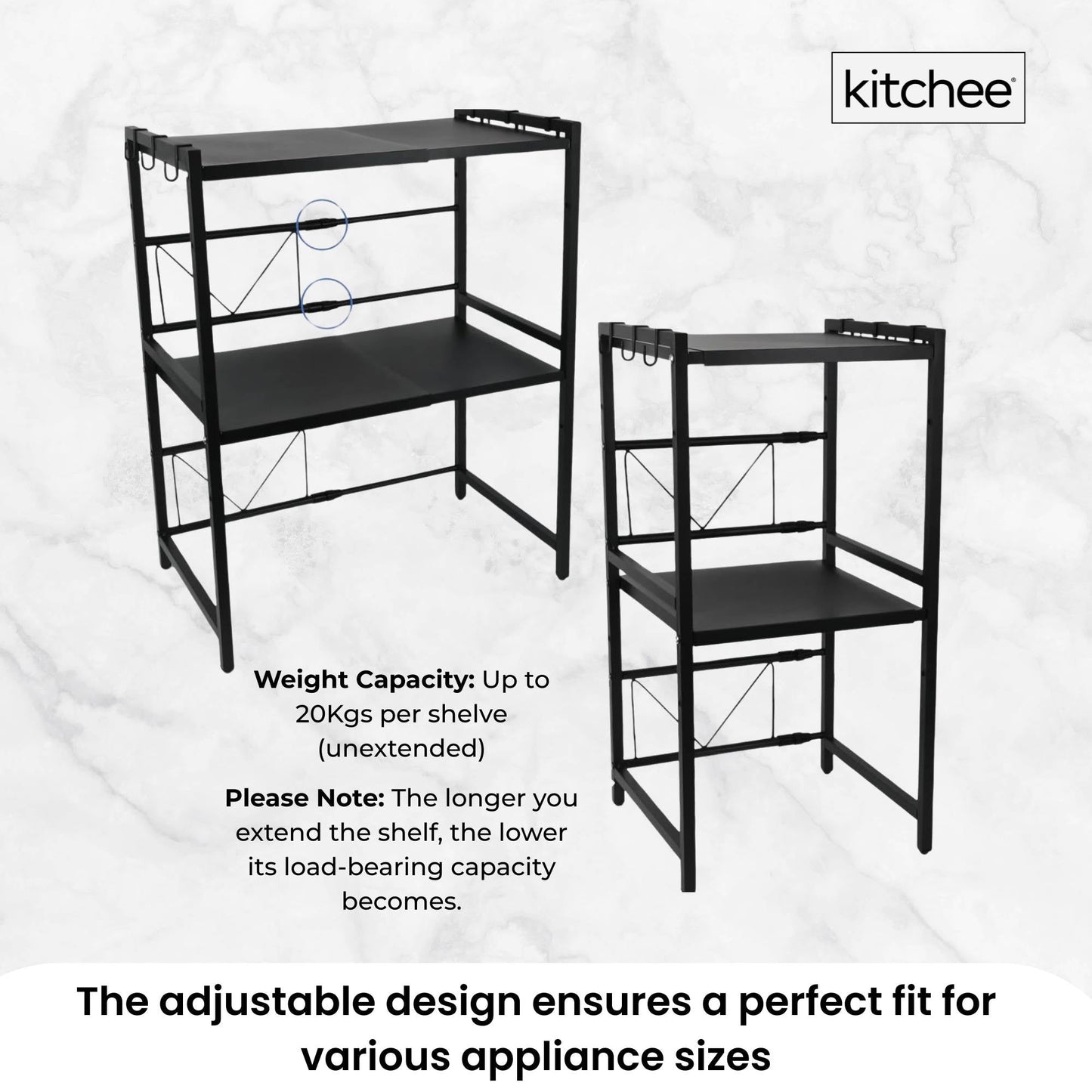 Kitchee Microwave Double Shelf - Expanding Storage Rack Kitchen Organiser Stand - Image 6