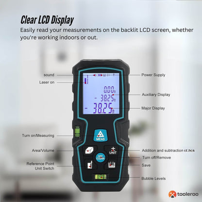 Tooleroo 40m Digital Laser Distance Measurer - LCD Area Volume Meter Tool - Image 6
