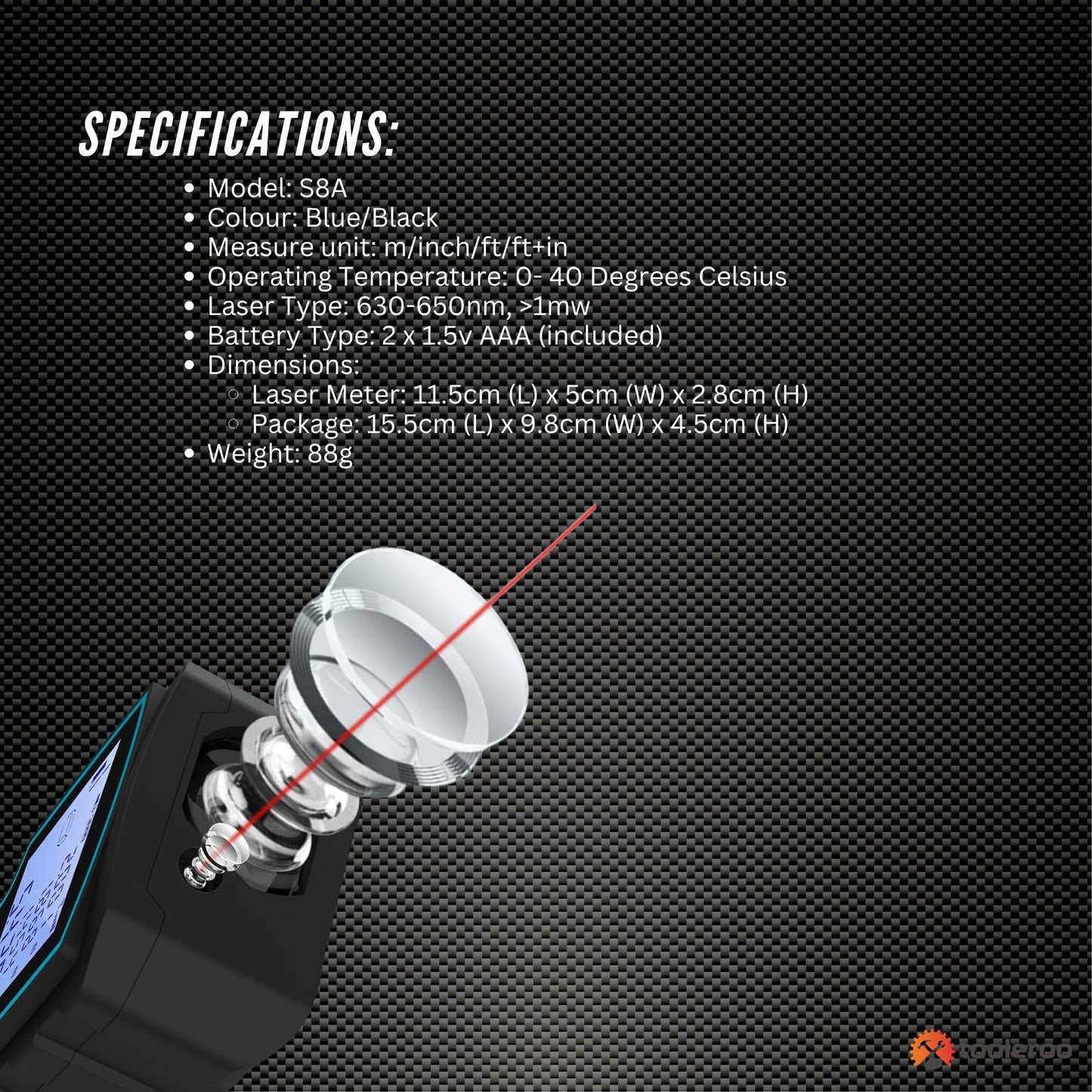 Tooleroo 40m Digital Laser Distance Measurer - LCD Area Volume Meter Tool - Image 7