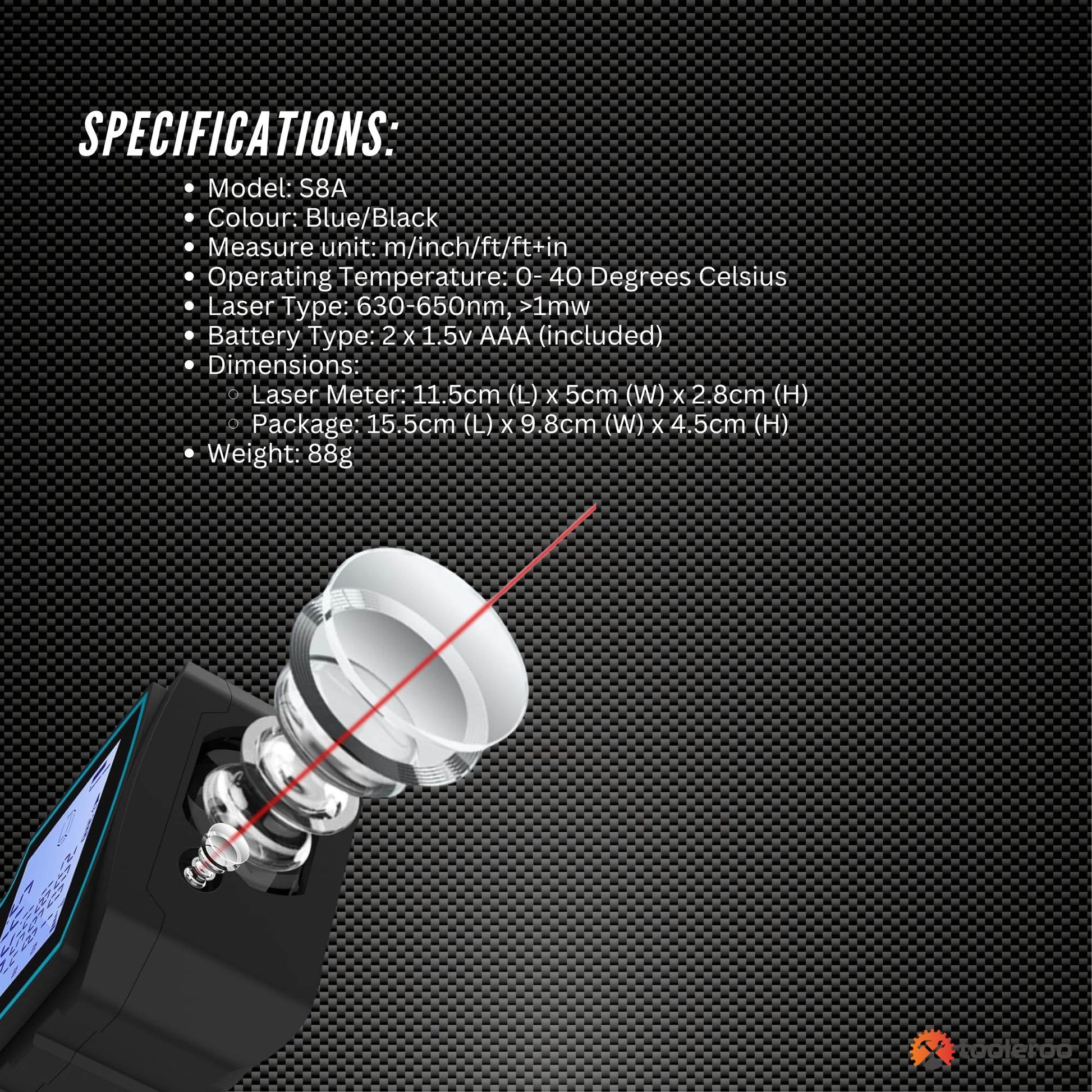 Tooleroo 40m Digital Laser Distance Measurer - LCD Area Volume Meter Tool - Image 7