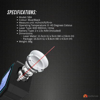 Tooleroo 40m Digital Laser Distance Measurer - LCD Area Volume Meter Tool - Image 7