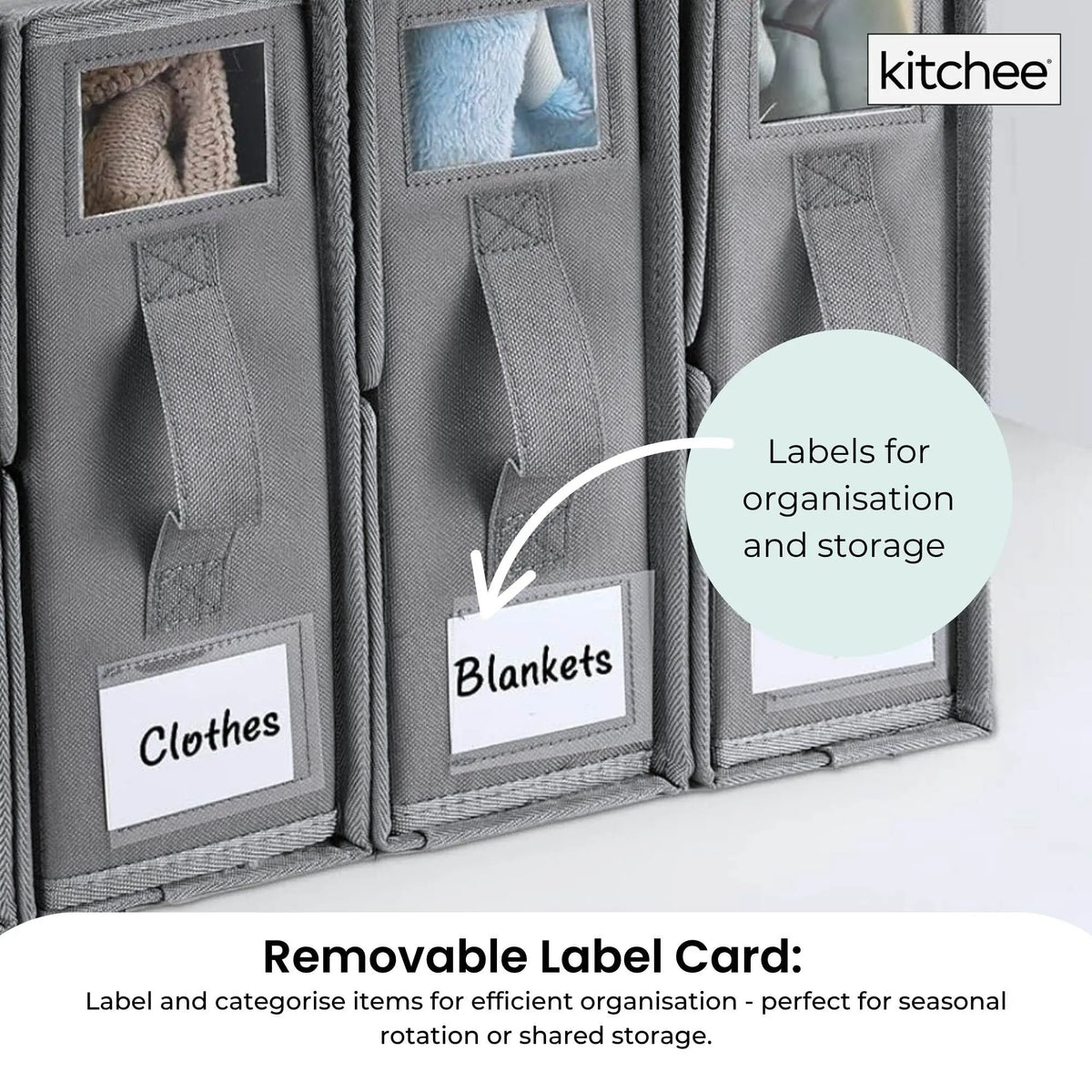 Kitchee 4x Foldable Bed Sheet Storage Box - Linen + Closet Organiser Grey - Image 5