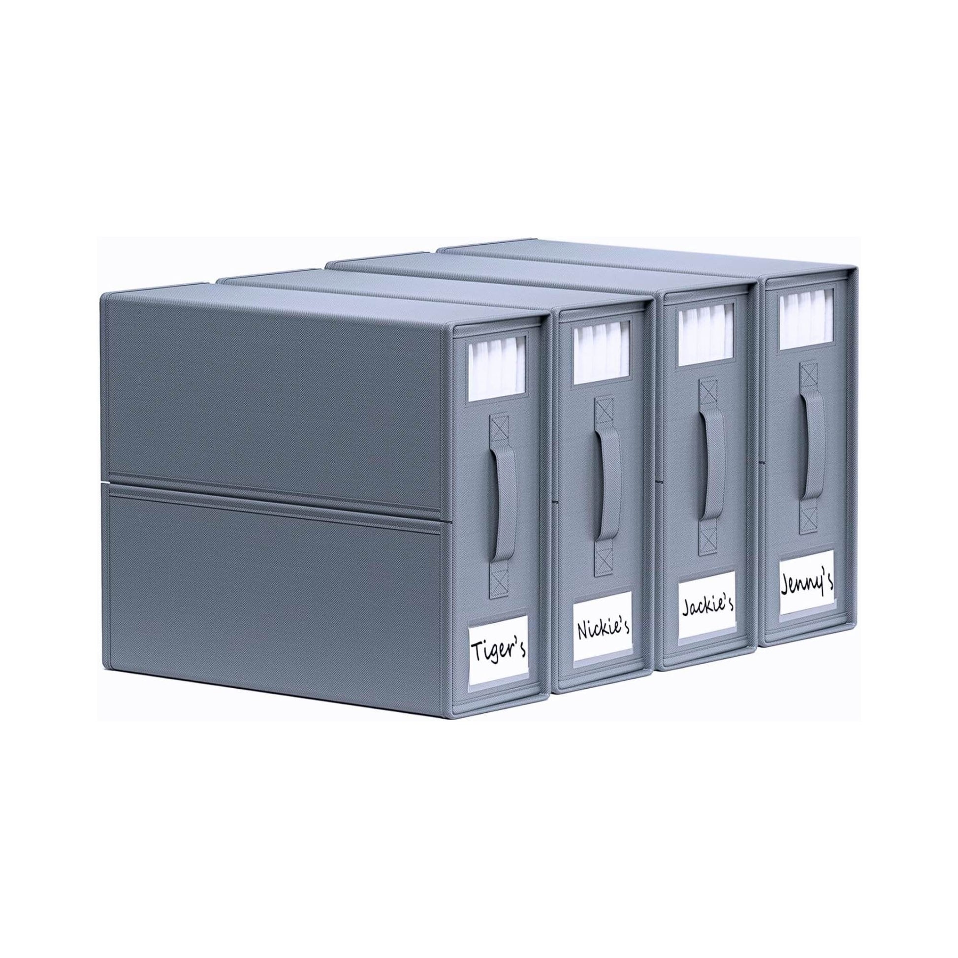 4x Kitchee Foldable Bed Sheet Storage Box - Linen and Closet Organiser Grey
