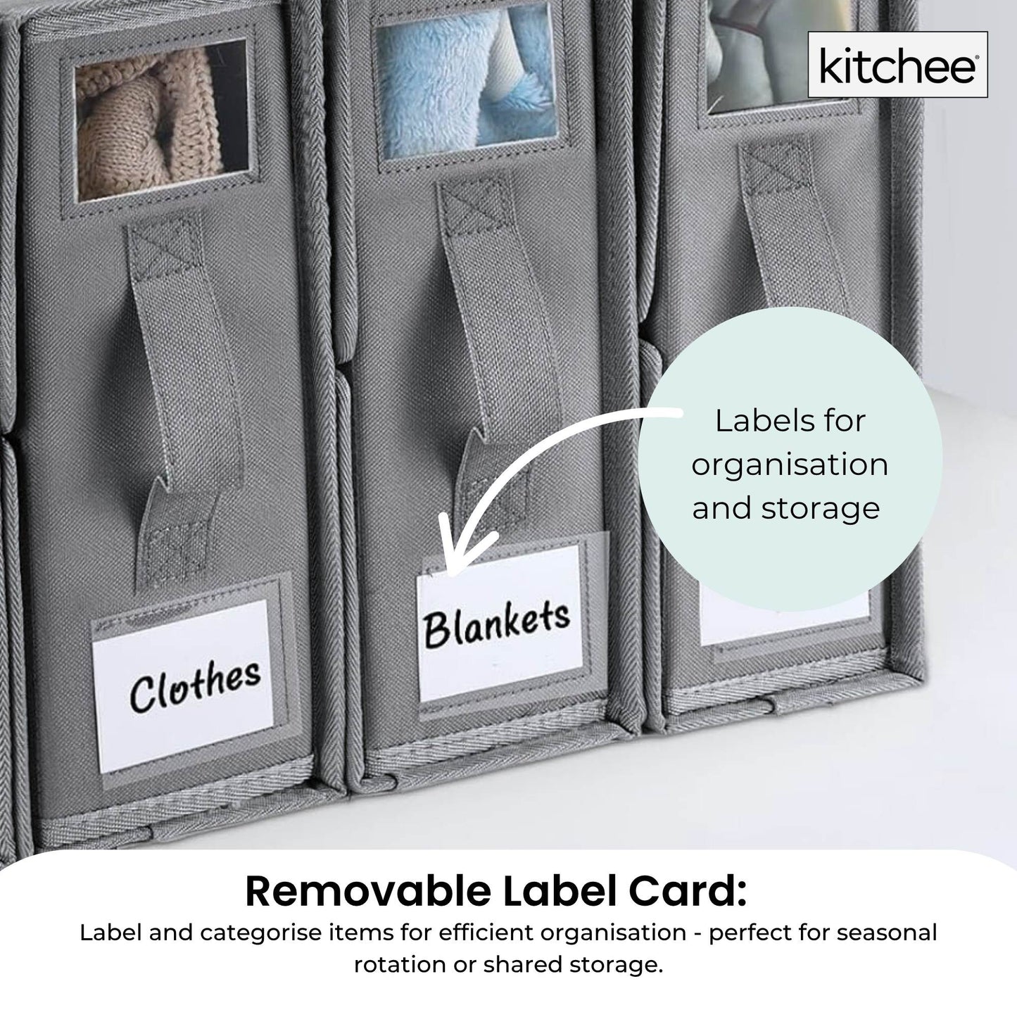 10x Kitchee Foldable Bed Sheet Storage Box - Linen and Closet Organiser Grey - Image 5
