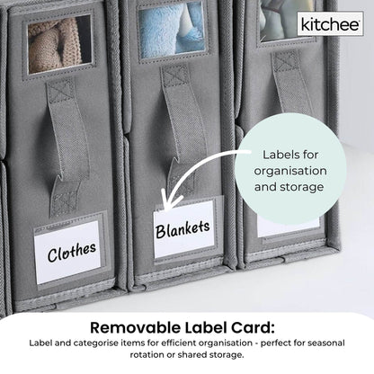 10x Kitchee Foldable Bed Sheet Storage Box - Linen and Closet Organiser Grey - Image 5
