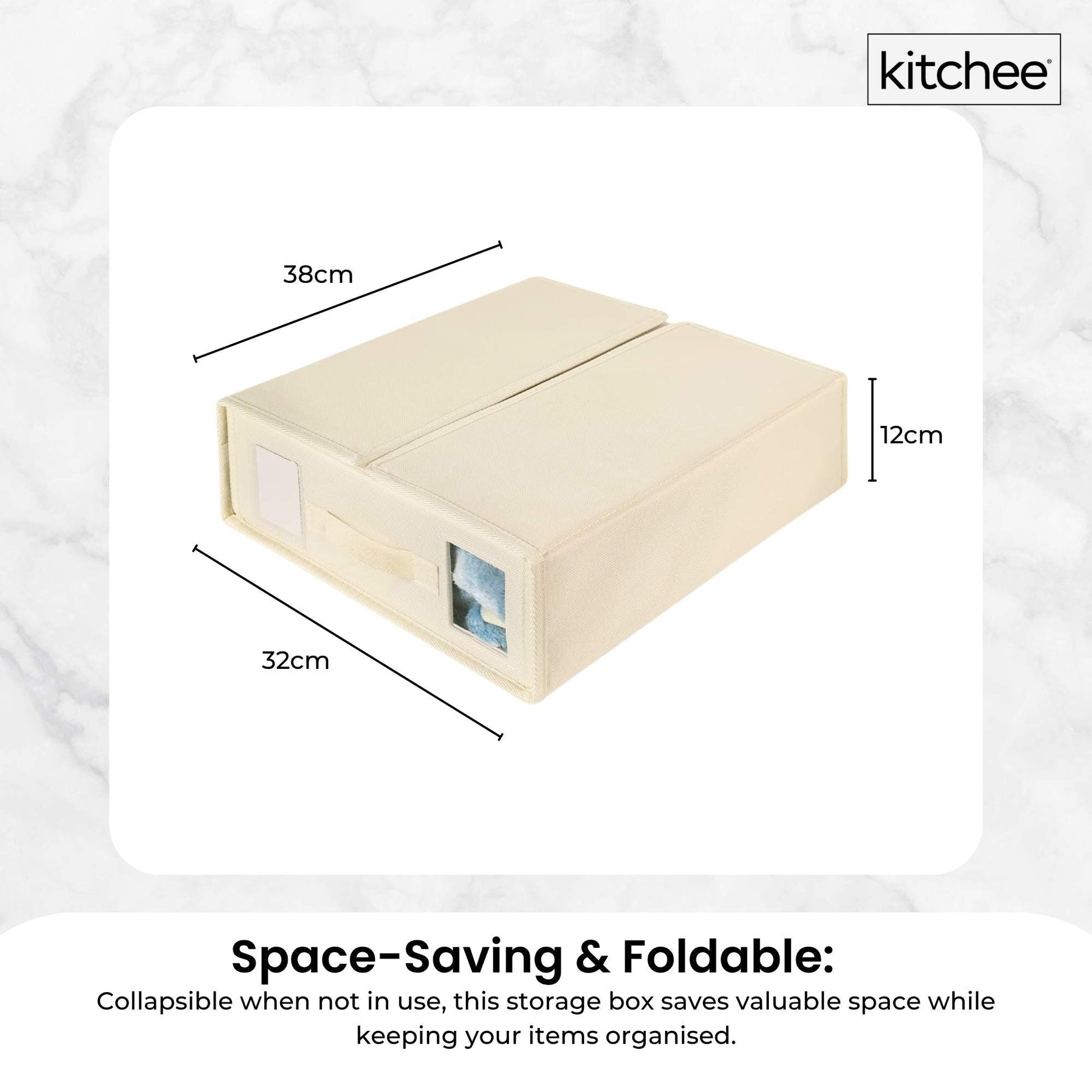 4x Kitchee Foldable Bed Sheet Storage Box - Linen and Closet Organiser Beige - Image 6