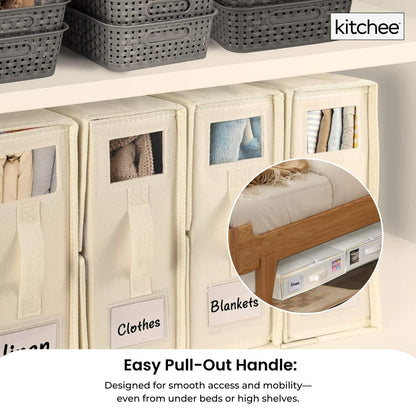 4x Kitchee Foldable Bed Sheet Storage Box - Linen and Closet Organiser Beige - Image 7