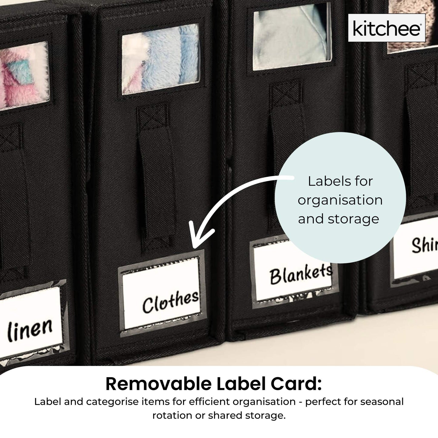 4x Kitchee Foldable Bed Sheet Storage Box - Linen and Closet Organiser Black - Image 5